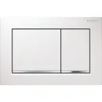 Pulsador serie Omega30 de Geberit, plástico, Blanco/Cromado brillante/Blanco